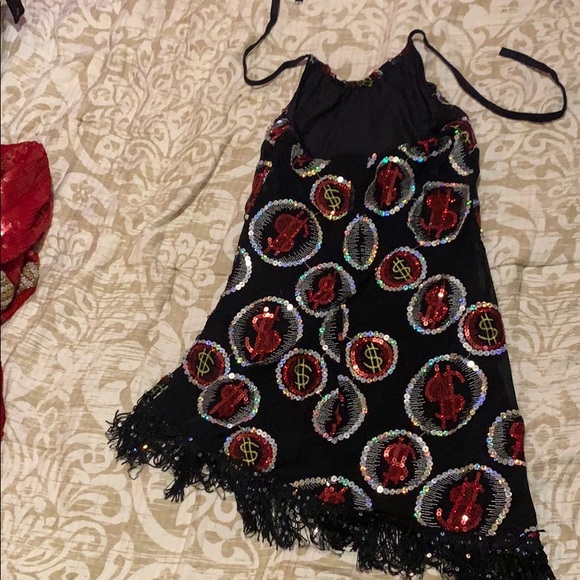 Vintage money bling sequins high low dress - Picture 2 of 6